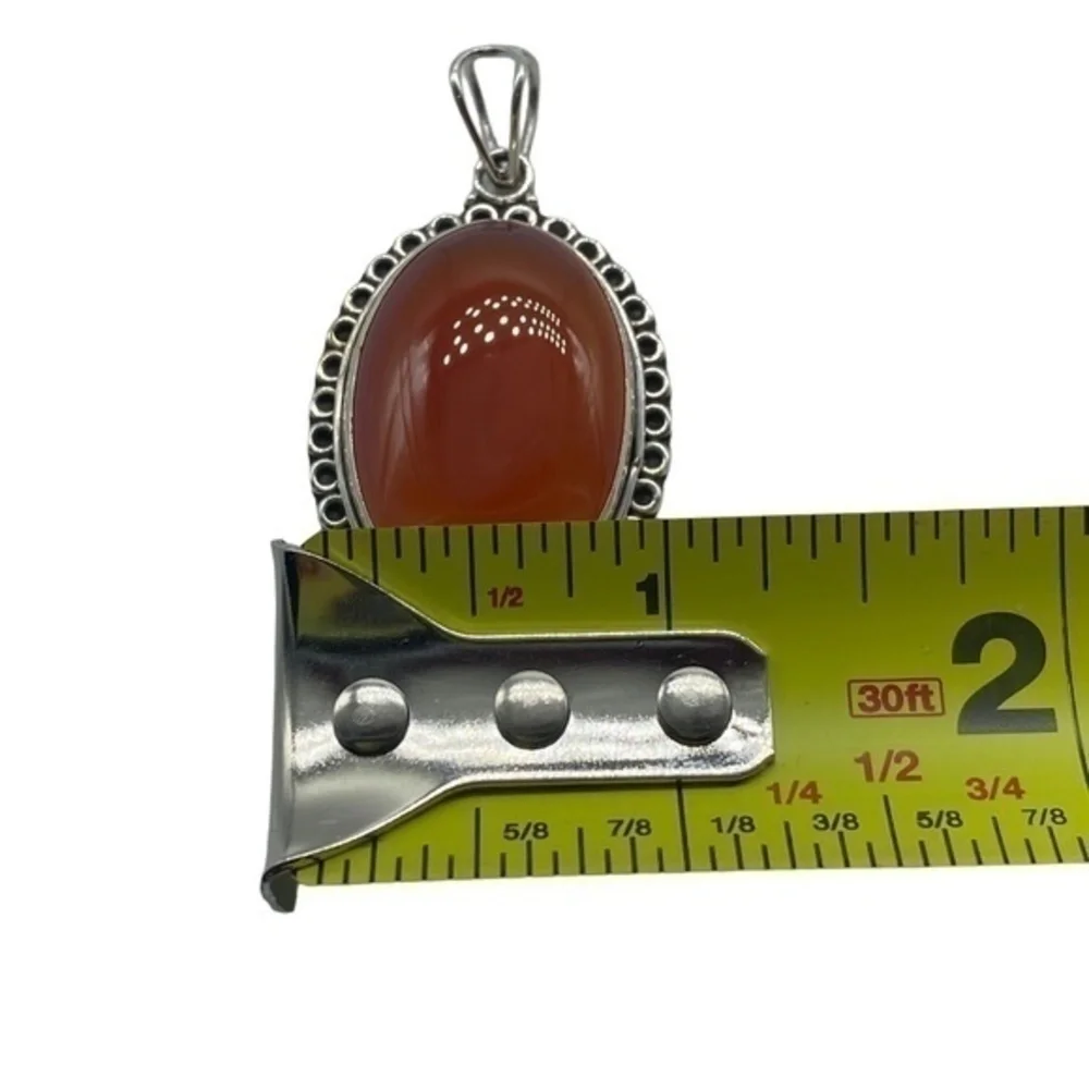 Red Onyx Gemstone Sterling Silver 925 Pendant 2in
